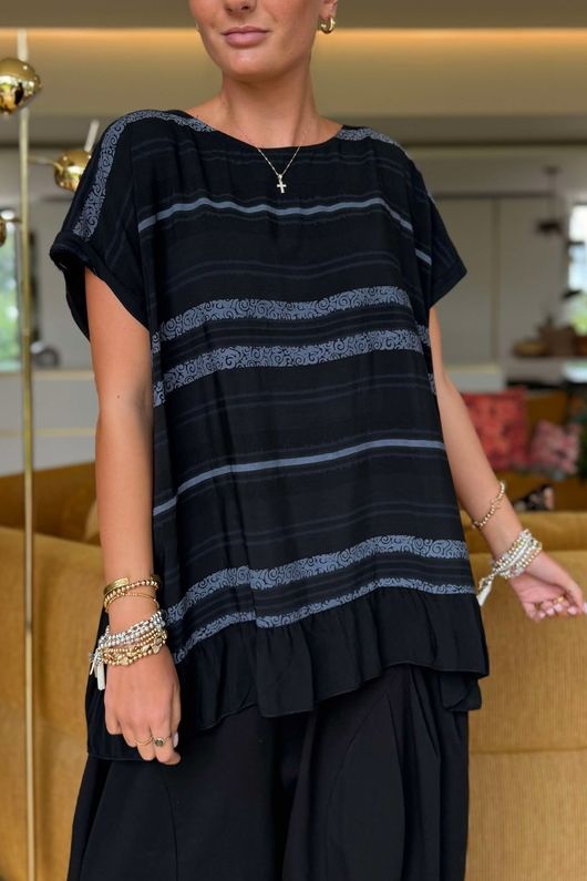 Made in Italy Linear Frill Top Black